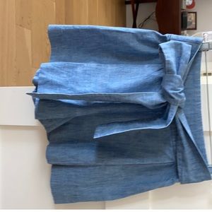J Crew high waisted chambray tie front shorts